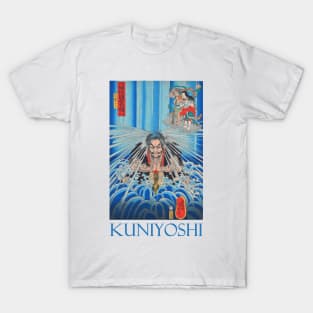 Priest Mongaku Doing 37 Days Penance Under a Freezing Waterfall by Utagawa Kuniyoshi T-Shirt